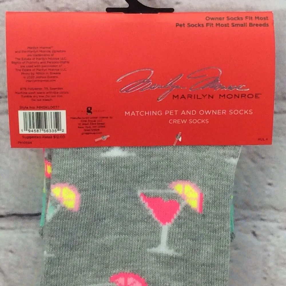Marilyn Monroe Matching Pet/Owner Low Cut Socks Happy Hour Womens O/S Small Dog